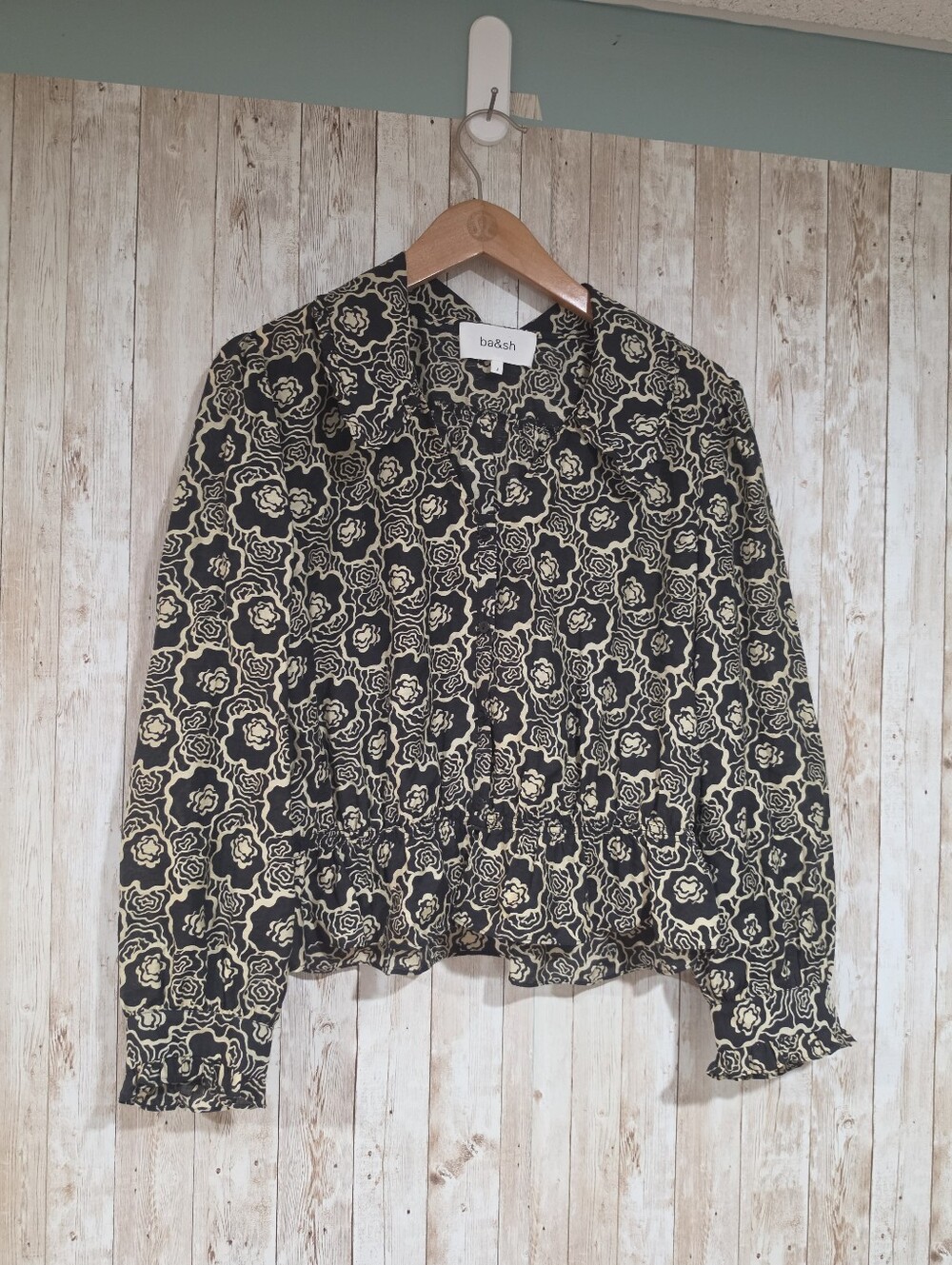 ba&sh Gwen Printed Ruffled Blouse M Floral